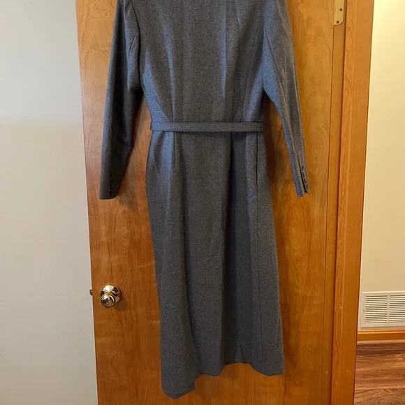 Ralph Lauren Wool Coat With Belt Gray Vintage Blue Label Made USA Size 10 FLAW - Picture 16 of 16